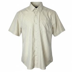 Planet B Men’s Cream Short Sleeve‎ Button Front Shirt Size Large Micro Dot Print